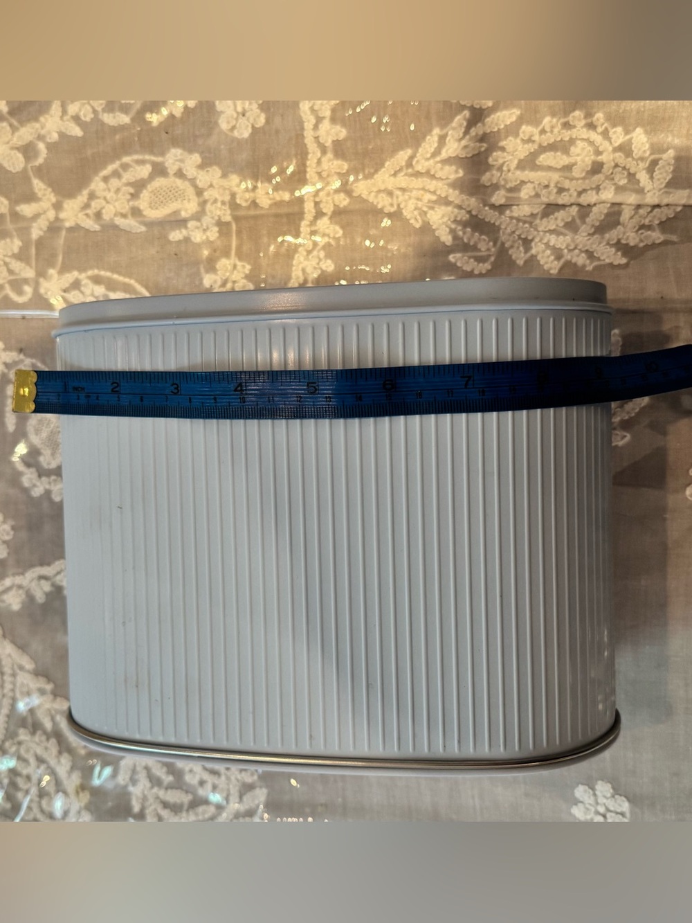 Ribbed Oval Storage Canister with Lid Color: Powder Blue - Picture 5 of 7